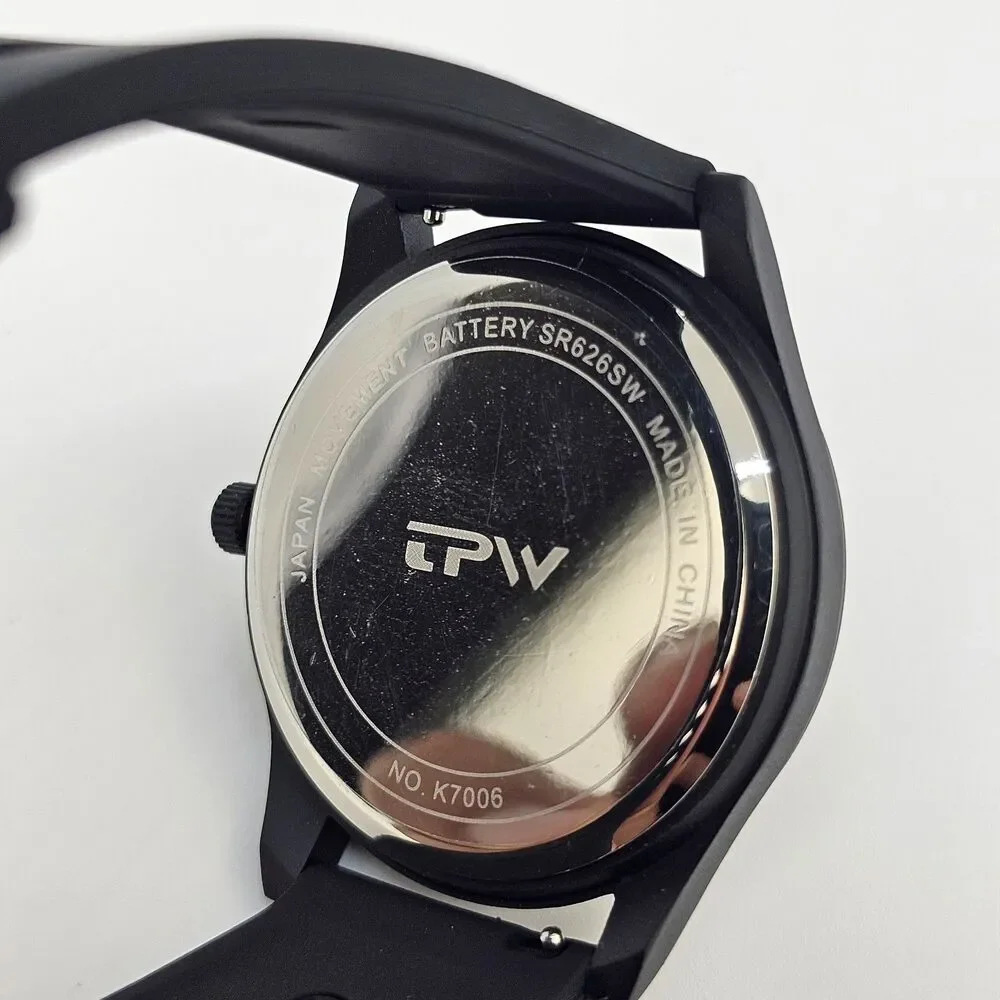 Men's Military Field Watch 42MM Black Case Black‎ Dial Black Plastic Band Straps